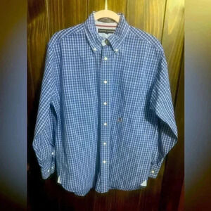 Tommy Hilfiger Plaid Button Down Long Sleeve Shirt Crest Men’s Size: Medium